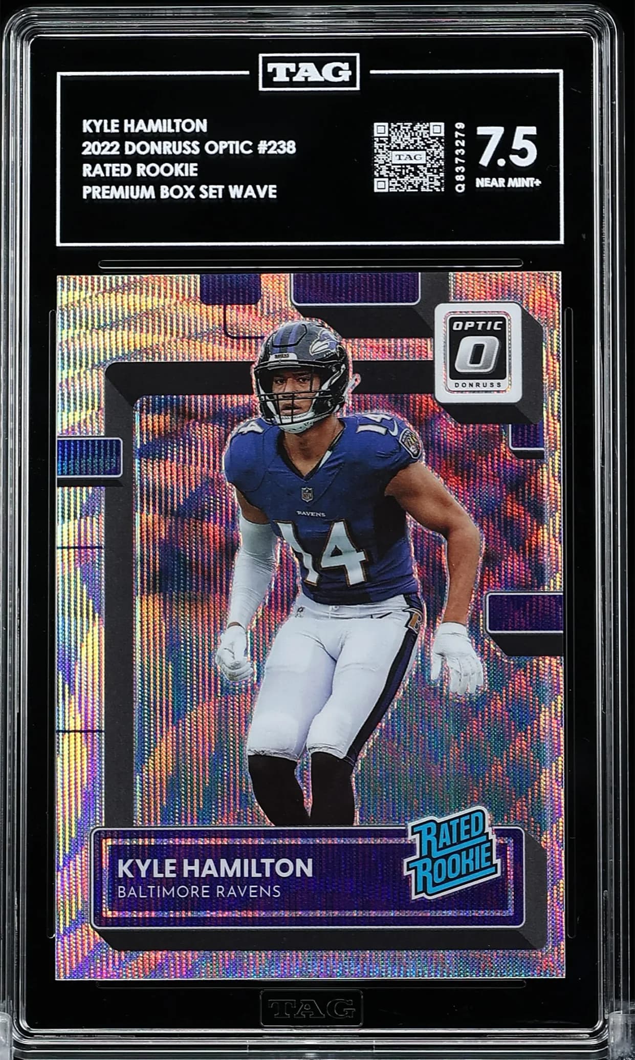 2022 #238 Kyle Hamilton TAG 7.5 Donruss Optic Premium Box Set Wave Rated Rookie #238 TAG 7.5