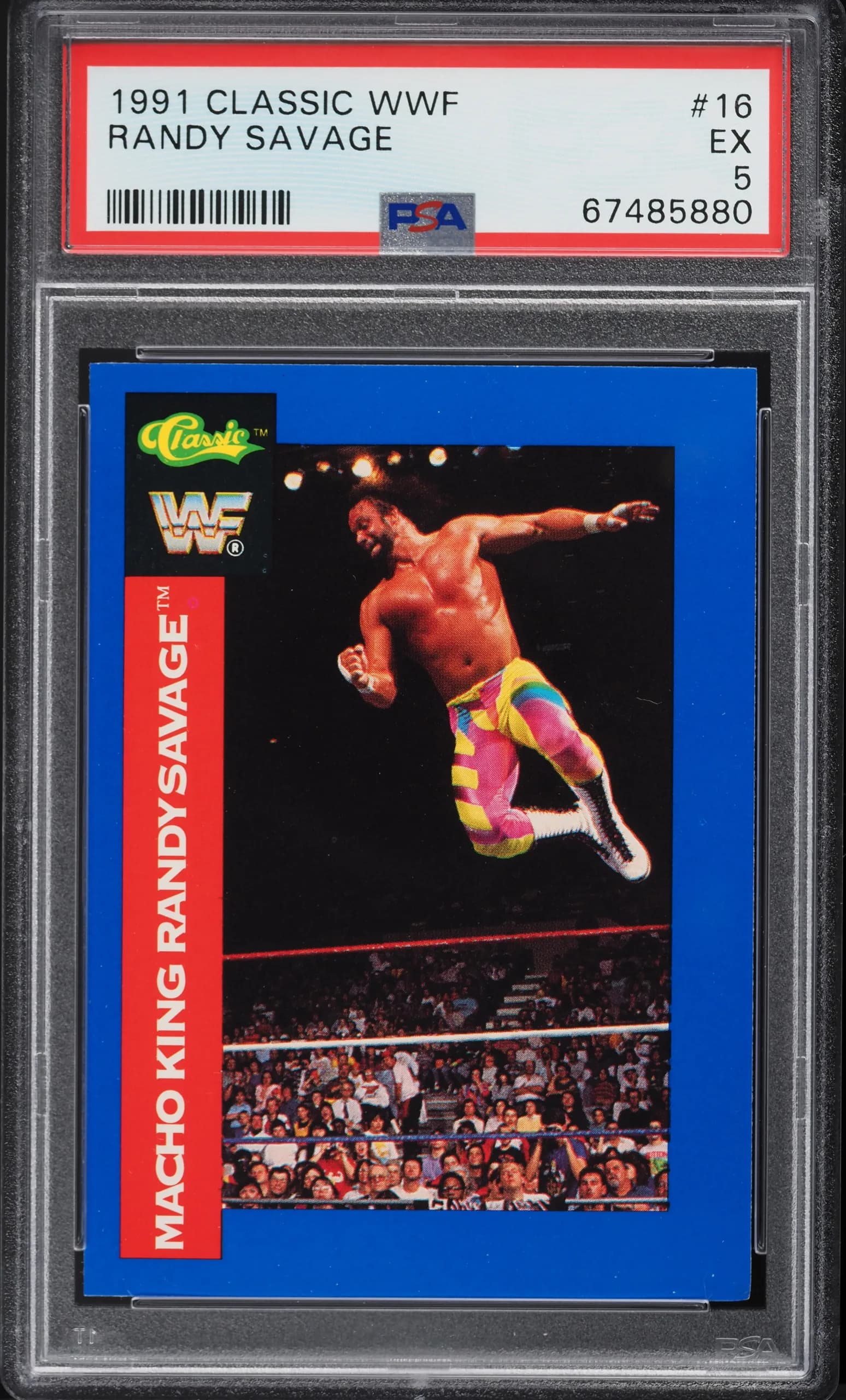 1991 CLASSIC WWF WRESTLING RANDY SAVAGE #16 PSA 5 EX Classic WWF #16 PSA 5