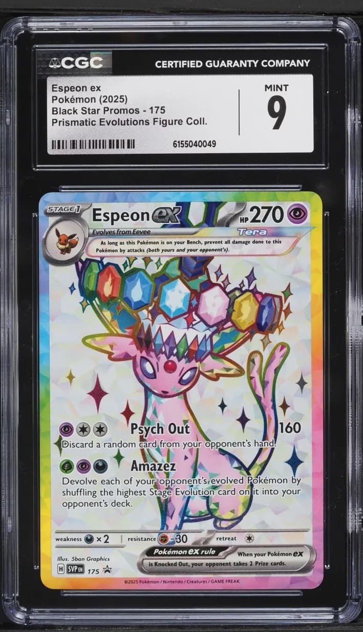 2025 #175 Espeon ex CGC 9 Pokemon Scarlet & Violet Promo Prismatic Evolutions Figure Full Art Black Star Promos - Scarlet & Violet SVP EN - English #175 CGC 9
