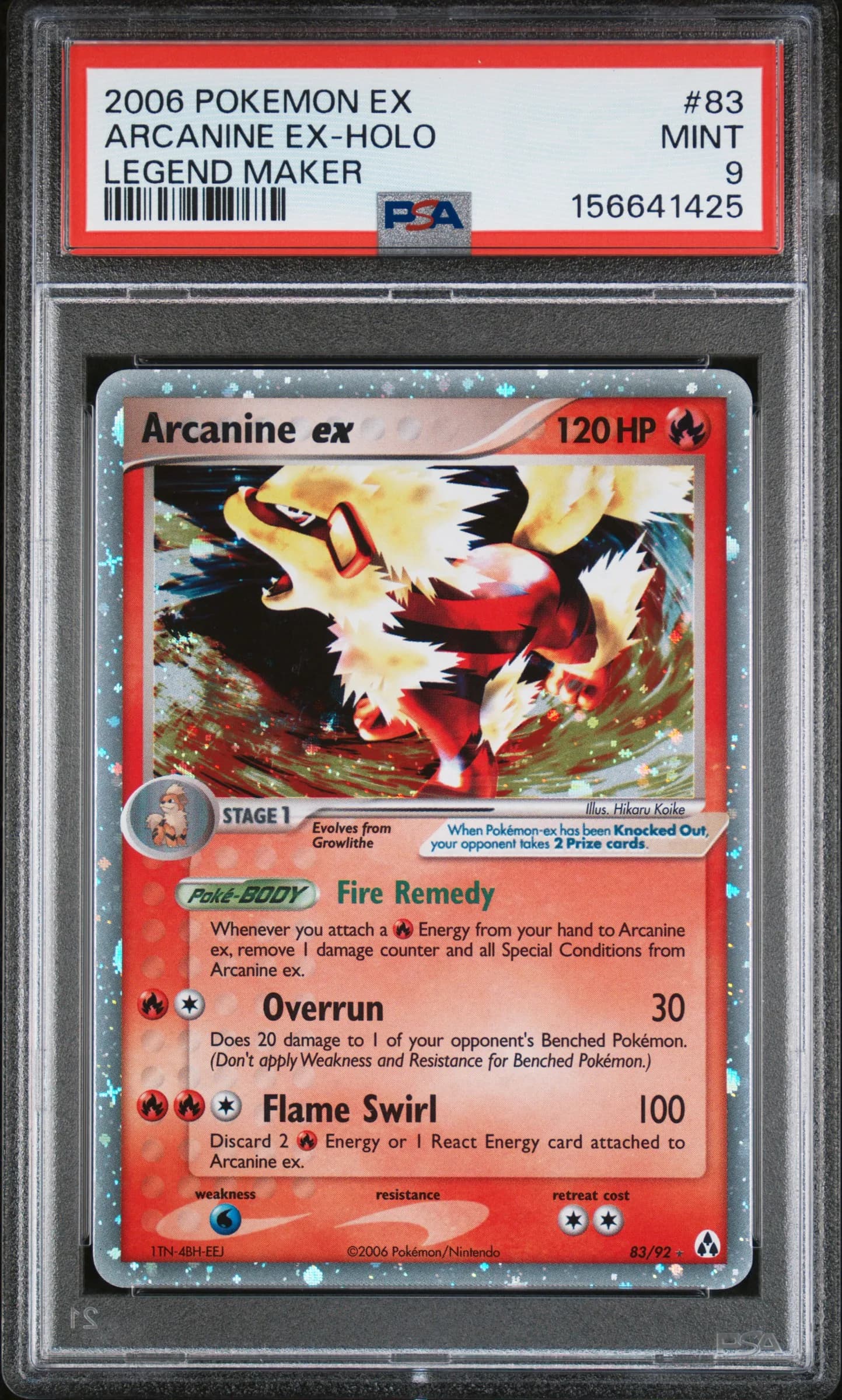 2006 #83 Arcanine EX-Holo PSA 9 EX Legend Maker Pokemon EX Legend Maker #83 PSA 9